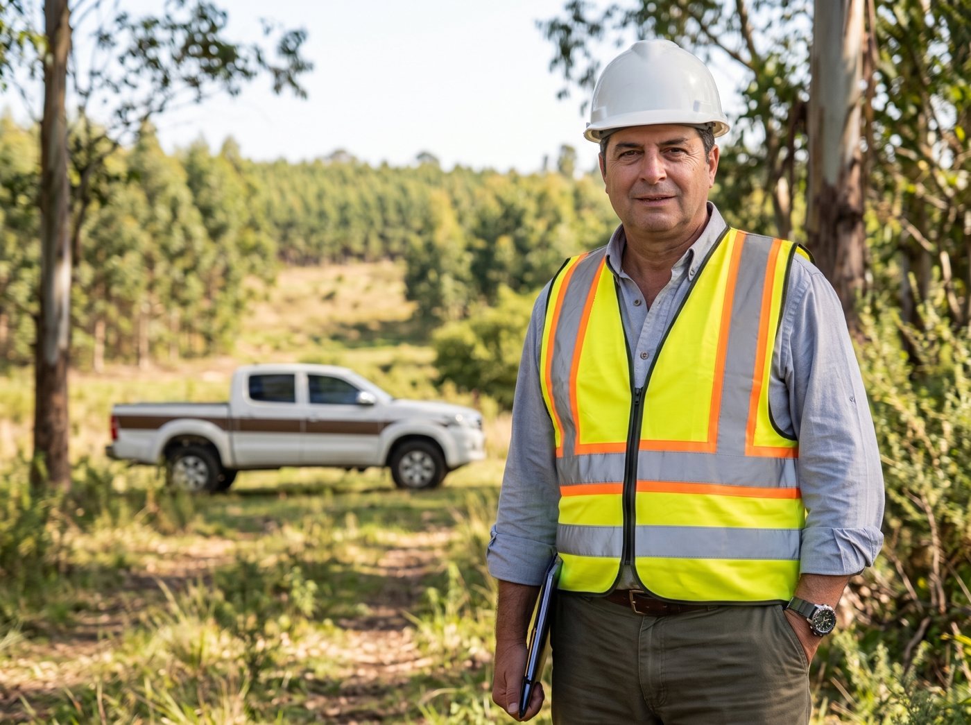 Hugo Perdomo en una plantación forestal